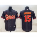 Men's Kansas City Chiefs #15 Patrick Mahomes Black With Patch Cool Base Stitched Baseball Jersey