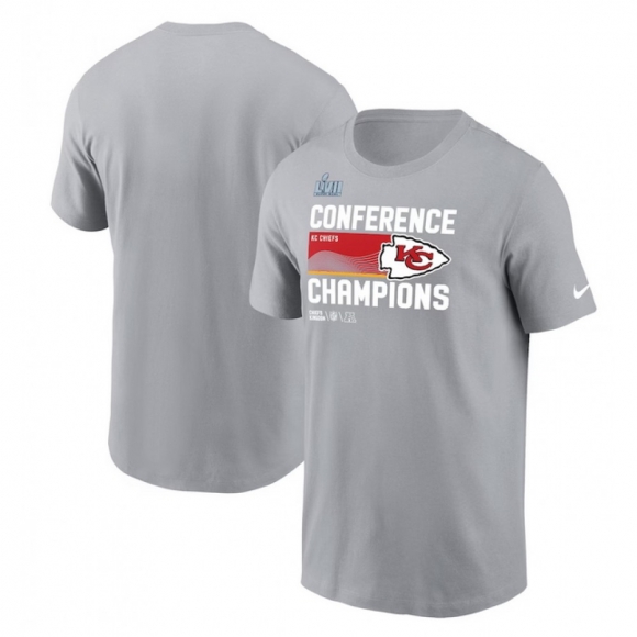 Men's Kansas City Chiefs Gray 2022 AFC Champions Locker Room Trophy Collection T-Shirt