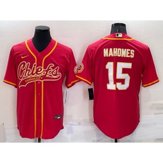 Men's Kansas City Chiefs #15 Patrick Mahomes Red Cool Base Stitched Baseball Jersey