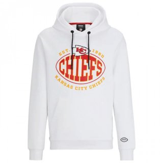 Men's Kansas City Chiefs White BOSS X Touchback Pullover Hoodie