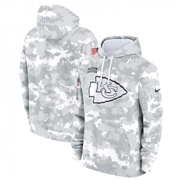 Men's Kansas City Chiefs Nike Arctic Camo 2024 Salute To Service Big & Tall Club Fleece Pullover Hoodie