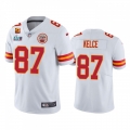 Men's Kansas City Chiefs #87 Travis Kelce White Super Bowl LVII Patch And 4-star C Patch Vapor Untouchable Limited Stitched Jersey