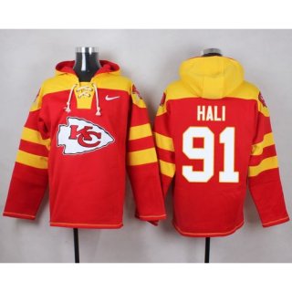 Nike Chiefs #91 Tamba Hali Red Player Pullover NFL Hoodie