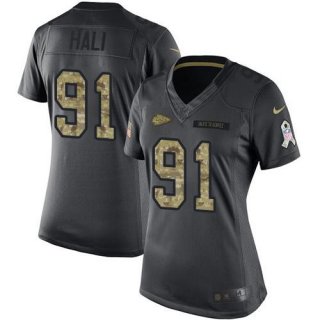 Nike Chiefs #91 Tamba Hali Black Women's Stitched NFL Limited 2016 Salute to Service Jersey