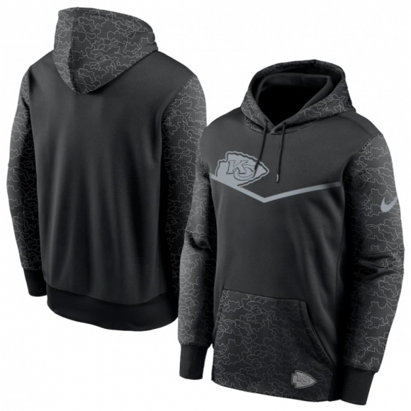 Men's Kansas City Chiefs Black Reflective Therma Hoodie