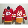 Men's Kansas City Chiefs #87 Travis Kelce Red Lace-Up Pullover Hoodie