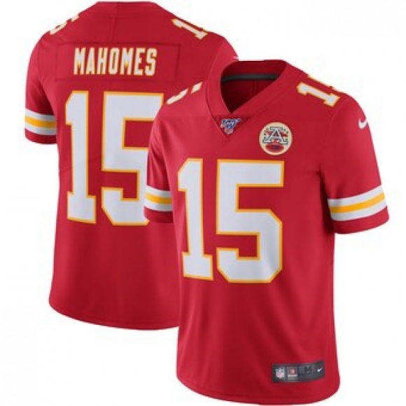 Men's Kansas City Chiefs #15 Patrick Mahomes Red 2019 100th Season Vapor Untouchable Limited Stitched NFL Jersey