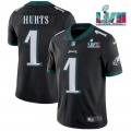 Men's Philadelphia Eagles #1 Jalen Hurts Black Super Bowl LVII Patch Vapor Untouchable Limited Stitched Jersey