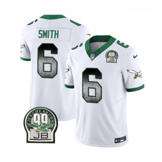 Men's Philadelphia Eagles #6 DeVonta Smith White 2023 F.U.S.E. Throwback Vapor Untouchable Limited Stitched Football Jersey