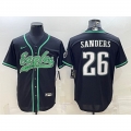 Men's Philadelphia Eagles #26 Miles Sanders Black With Patch Cool Base Stitched Baseball Jersey