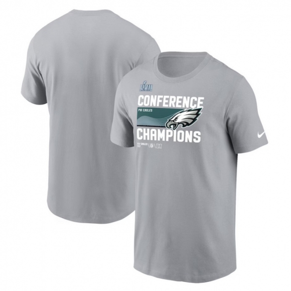 Men's Philadelphia Eagles Gray 2022 NFC Champions Locker Room Trophy Collection T-Shirt