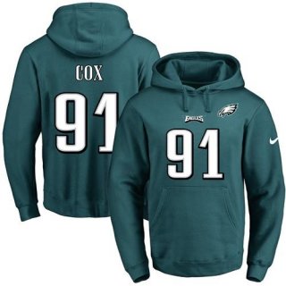 Nike Eagles #91 Fletcher Cox Midnight Green Name & Number Pullover NFL Hoodie