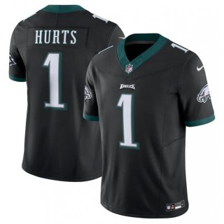 Men's Philadelphia Eagles #1 Jalen Hurts Black 2023 F.U.S.E. Vapor Untouchable Limited Stitched Football Jersey