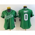 Women's Philadelphia Eagles #0 D'andre Swift Green Cool Base Stitched Baseball Jersey(Run Small)