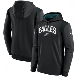 Men's Philadelphia Eagles Black Sideline Stack Performance Pullover Hoodie 002