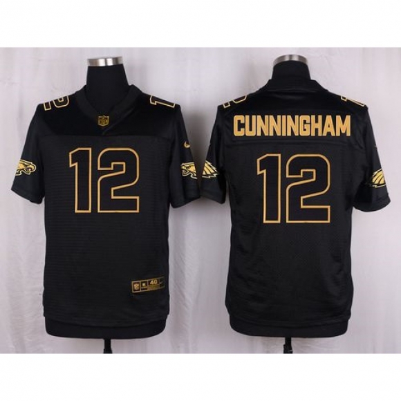 Nike Eagles #12 Randall Cunningham Black Men's Stitched NFL Elite Pro Line Gold Collection Jersey