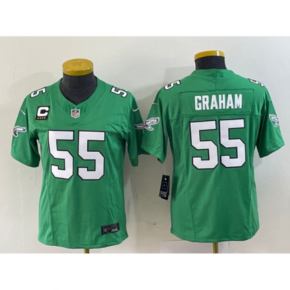 Youth Philadelphia Eagles #55 Brandon Graham Green 2023 F.U.S.E. With C Patch Stitched Football Jersey