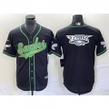 Men's Philadelphia Eagles Black Gold Team Big Logo Cool Base Stitched Baseball Jersey