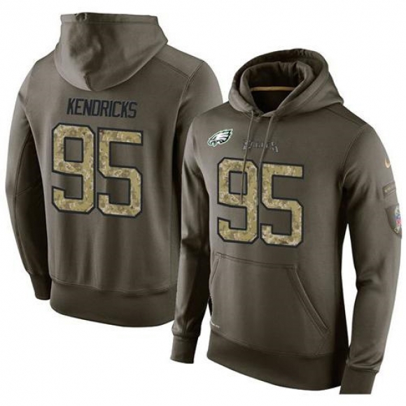 NFL Men's Nike Philadelphia Eagles #95 Mychal Kendricks Stitched Green Olive Salute To Service KO Performance Hoodie