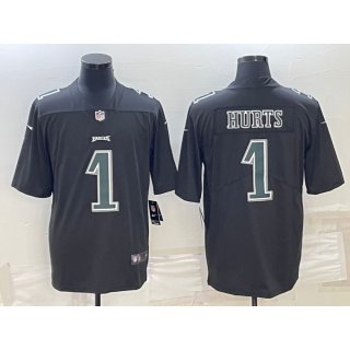 Men's Philadelphia Eagles #1 Jalen Hurts Black Green Vapor Untouchable Limited Stitched Jersey