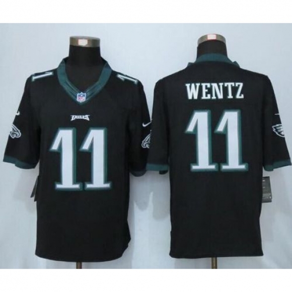 Nike Eagles #11 Carson Wentz Black Alternate Men's Stitched NFL New Limited Jersey