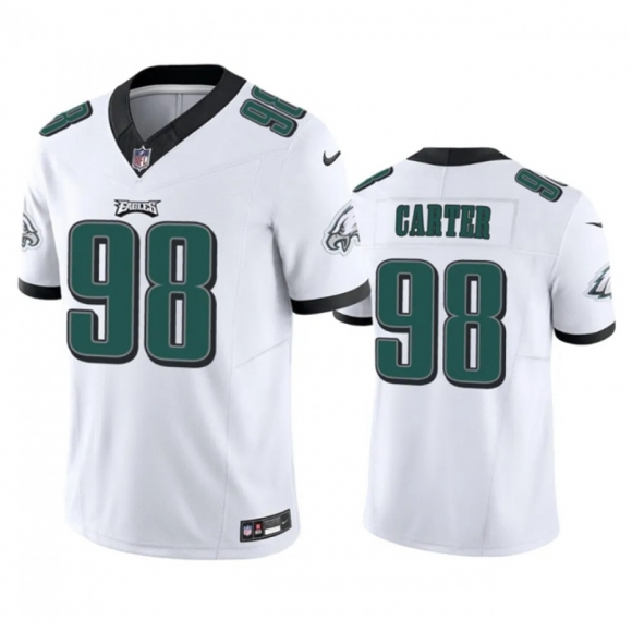 Men's Philadelphia Eagles #98 Jalen Carter White 2023 F.U.S.E. Vapor Untouchable Limited Stitched Football Jersey