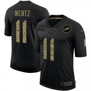 Men's Philadelphia Eagles #11 Carson Wentz 2020 Black Camo Salute To Service Limited Stitched Jersey