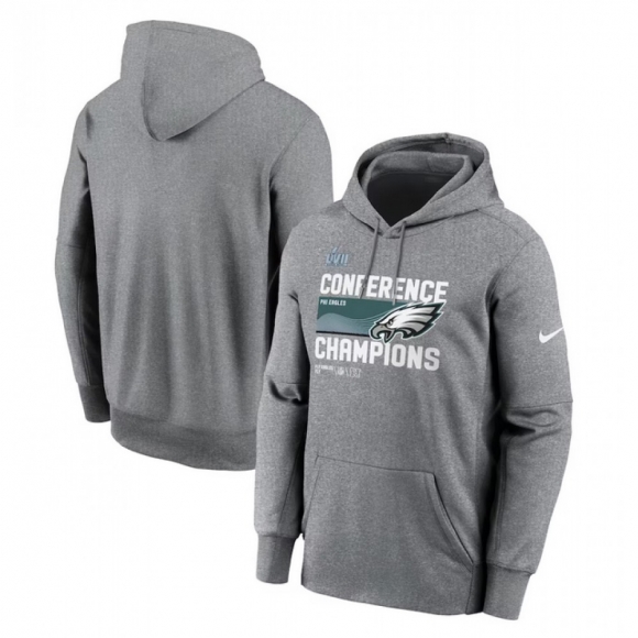 Men's Philadelphia Eagles Heather Gray 2022 NFC Champions Locker Room Trophy Collection Pullover Hoodie