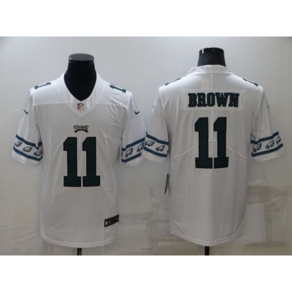 Men's Philadelphia Eagles #11 A. J. Brown White Team Logo Cool Edition Stitched Jersey