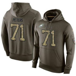 NFL Men's Nike Philadelphia Eagles #71 Jason Peters Stitched Green Olive Salute To Service KO Performance Hoodie