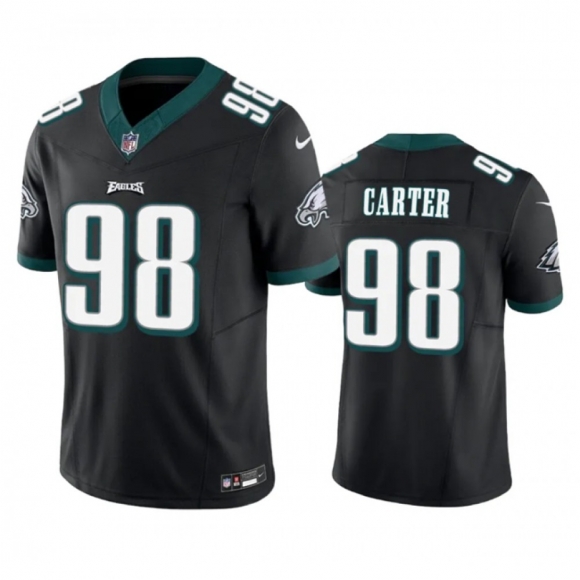 Men's Philadelphia Eagles #98 Jalen Carter Black 2023 F.U.S.E. Vapor Untouchable Limited Stitched Football Jersey