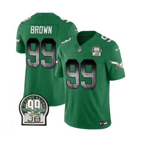 Men's Philadelphia Eagles #99 Jerome Brown Green 2023 F.U.S.E. Throwback Vapor Untouchable Limited Stitched Football Jersey