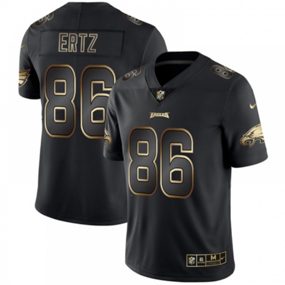 Men's Philadelphia Eagles #86 Zach Ertz 2019 Black Gold Edition Stitched NFL Jersey