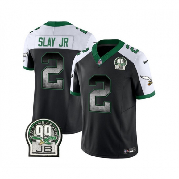 Men's Philadelphia Eagles #2 Darius Slay JR Black/White 2023 F.U.S.E. Throwback Vapor Untouchable Limited Stitched Football Jersey