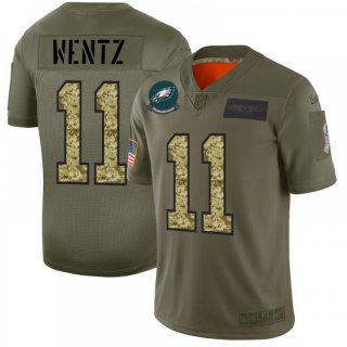 Men's Philadelphia Eagles #11 Carson Wentz 2019 Olive/Camo Salute To Service Limited Stitched NFL Jersey