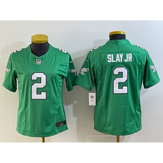 Women's Philadelphia Eagles #2 Darius Slay JR Green 2023 F.U.S.E. Stitched Football Jersey(Run Small)