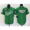 Men's Philadelphia Eagles Green With 3-star C Patch Team Big Logo Cool Base Stitched Baseball Jersey