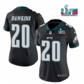 Women's Philadelphia Eagles #20 Brian Dawkins Black Super Bowl LVII PatchVapor Untouchable Limited Stitched Football Jersey(Run Small)