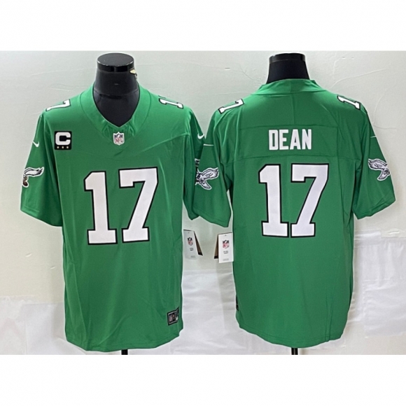 Men's Philadelphia Eagles #17 Nakobe Dean Green 2023 F.U.S.E. With 3-star C Patch Vapor Untouchable Stitched Football Jersey