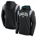 Men's Philadelphia Eagles Black Sideline Stack Performance Pullover Hoodie 001