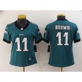 Women's Philadelphia Eagles #11 A. J. Brown Green Vapor Stitched Football Jersey(Run Small)