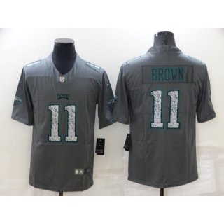 Men's Philadelphia Eagles #11 A. J. Brown Gray Fashion Static Limited Stitched Jersey