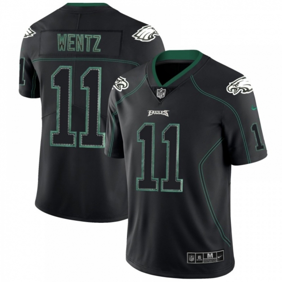 Men's Philadelphia Eagles #11 Carson Wentz NFL 2018 Lights Out Black Color Rush Limited Jersey