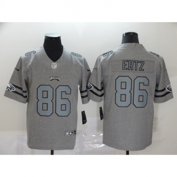 Men's Philadelphia Eagles #86 Zach Ertz 2019 Gray Gridiron Team Logo Limited Stitched NFL Jersey