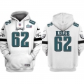 Men's Philadelphia Eagles #62 Jason Kelce White Super Bowl LVII Patch Pullover Hoodie