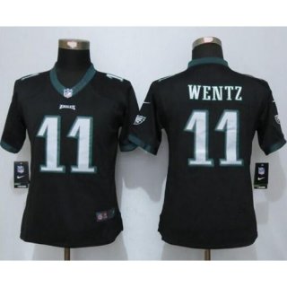 Nike Eagles #11 Carson Wentz Black Alternate Women's Stitched NFL New Limited Jersey