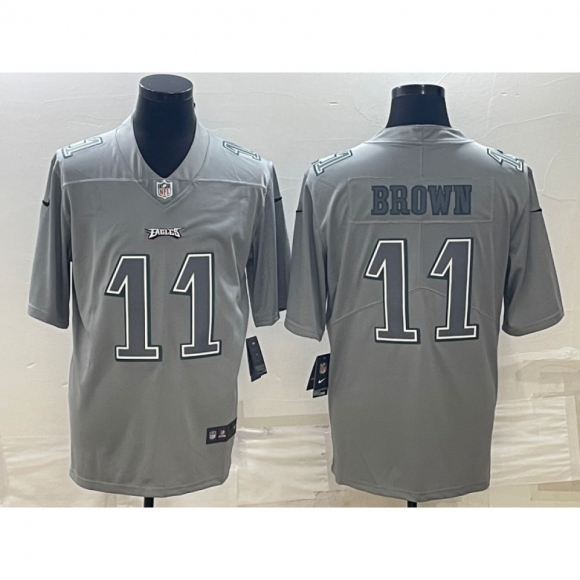 Men's Philadelphia Eagles #11 A.J. Brown Gray Atmosphere Fashion Stitched Jersey