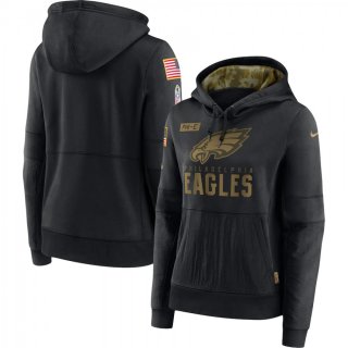 Women's Philadelphia Eagles 2020 Black Salute to Service Sideline Performance Pullover Hoodie (Run Small)