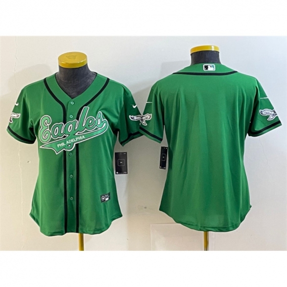 Youth Philadelphia Eagles Blank Green Cool Base Stitched Baseball Jersey