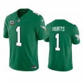 Men's Philadelphia Eagles #1 Jalen Hurts Green 2023 F.U.S.E. Vapor Untouchable With 3-star C Patch Stitched Football Jersey